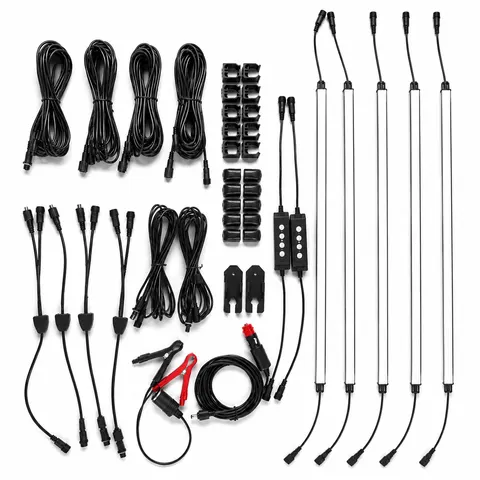 Waterproof Aluminum LED Strip Light Kit, 12V-24V Dual Color Remote Dimmer Bar for RV, Van & Cabinet