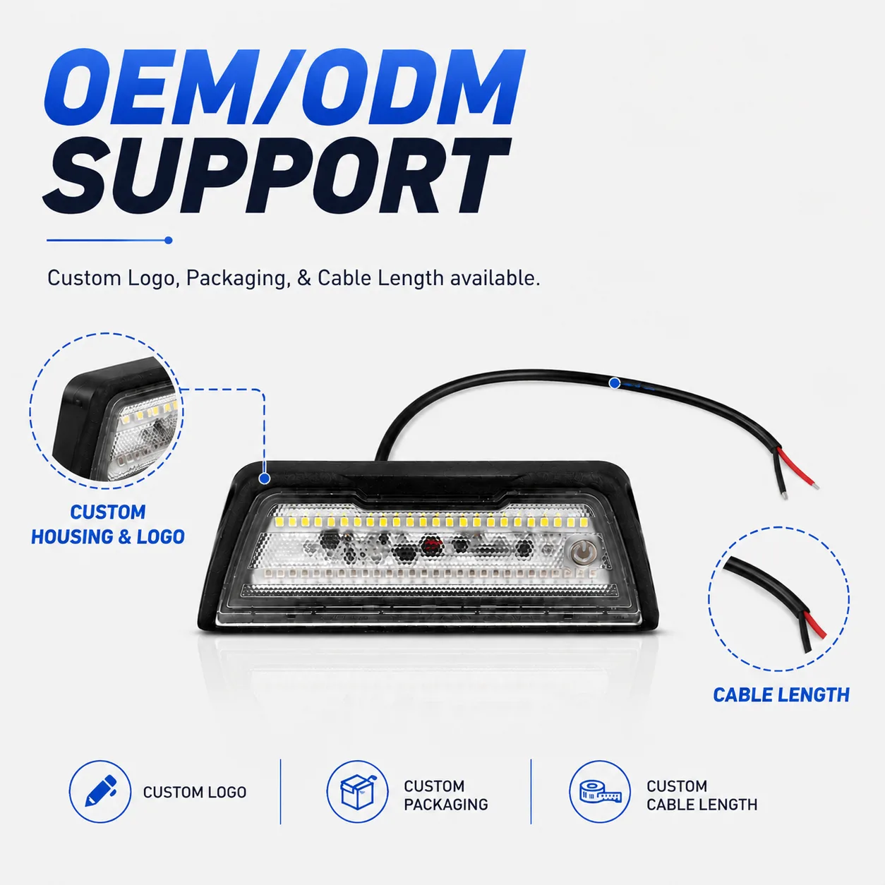 12V-30V Dual Color LED Work Light, IP67 45° Touch Dimmer Aluminum