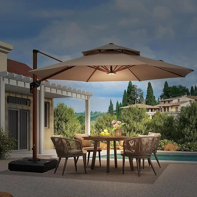 Powfrozen Rechargeable LED Patio Umbrella Light with Remote Control